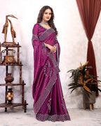 Fancy Zarkhan Diamond Work Saree