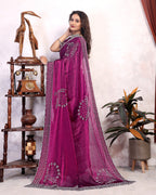 Fancy Zarkhan Diamond Work Saree