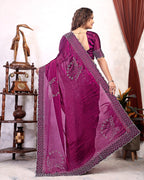 Fancy Zarkhan Diamond Work Saree