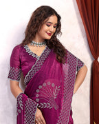 Fancy Zarkhan Diamond Work Saree
