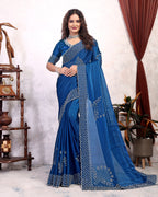 Party Wear Zarkhan Diamond Work Saree