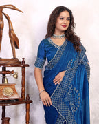 Party Wear Zarkhan Diamond Work Saree