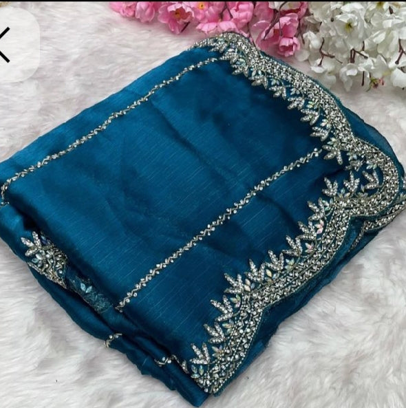 Stone & Diamond Work Saree